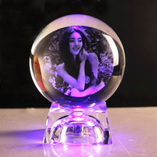 Load image into Gallery viewer, Personalized Colorful Lights Crystal Photo Ornaments Circle Shape - ISUNGIFTS