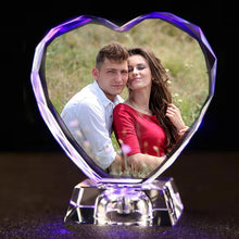 Load image into Gallery viewer, Personalized Colorful Lights Crystal Photo Ornaments Heart Shape - ISUNGIFTS
