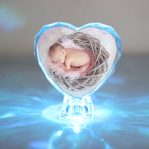 Personalized Colorful Lights Crystal Photo Ornaments Heart Shape - ISUNGIFTS