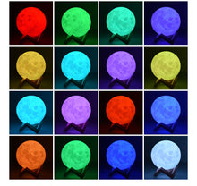 Load image into Gallery viewer, Moon Lamp 3D Print Usb 3 Color Tap Control Change Remote LED Night Light Gift
