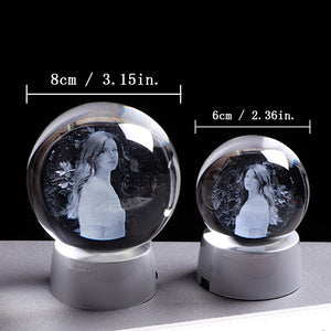 Photo Custom Crystal Photo Ball Gift Glass Present with Changeable LED Base Wedding Gift for Guests Personalized Souvenir Party
